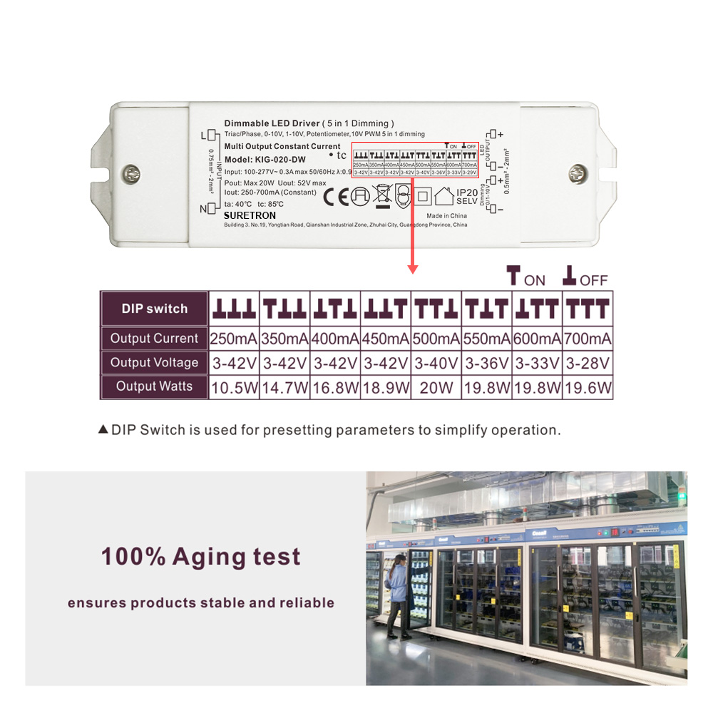 250ma 350ma 500ma 600ma 700ma Triac 0-10v Dimmable LED Driverpicture4