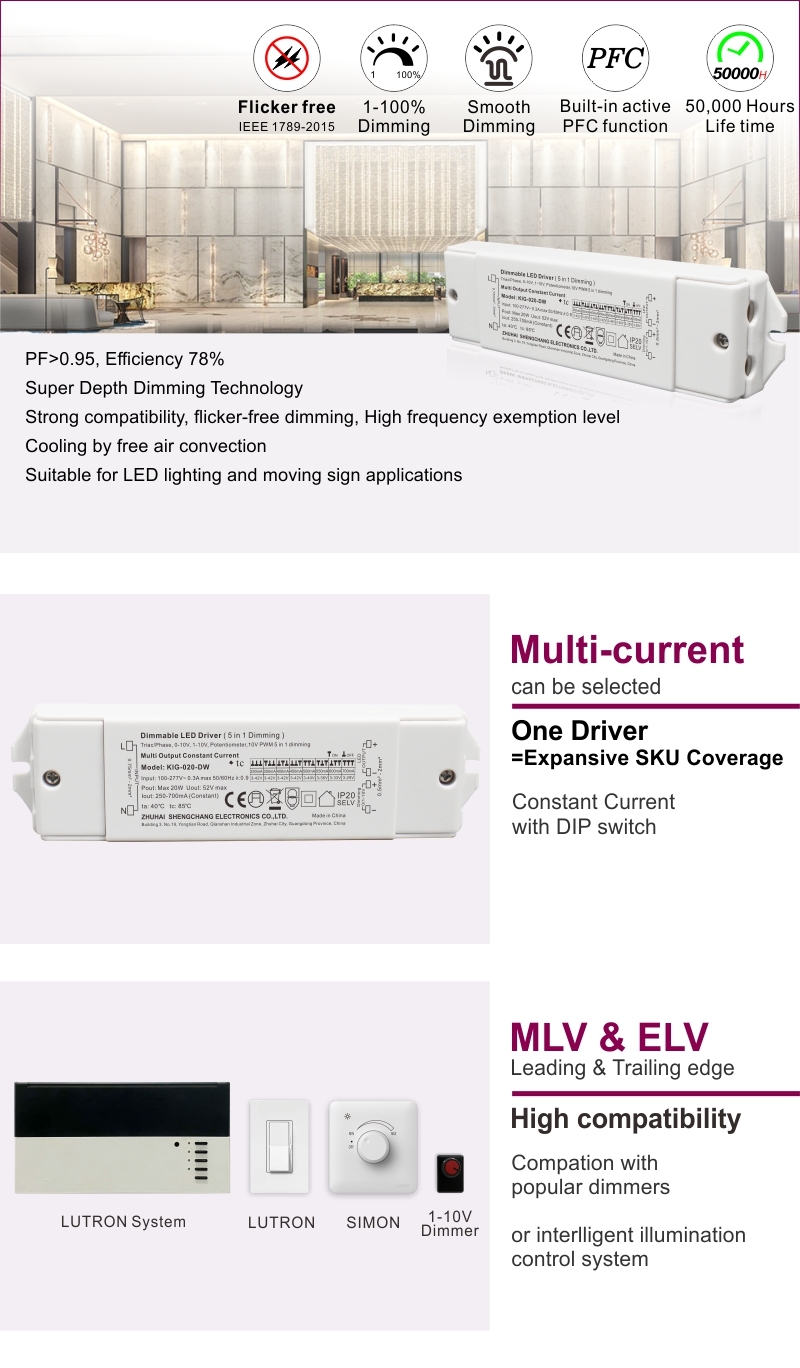 UL Listedled Power Supply 250ma 350ma 500ma 600ma 700ma Triac 010v Co<i></i>nstant Current Dimmable Led Driver