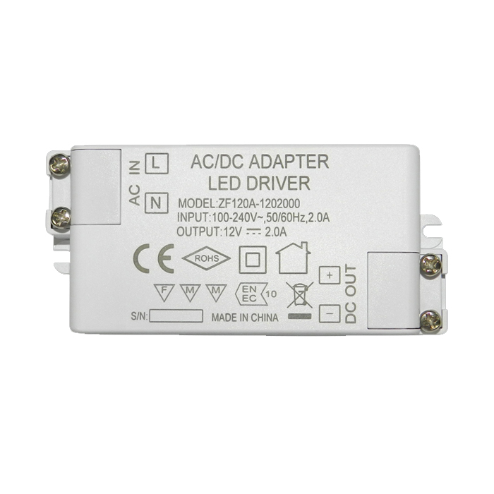 ZF120A-1202000 Power Plastic LED Driver 12V 2.0A Transformer with CE Rohs Certification