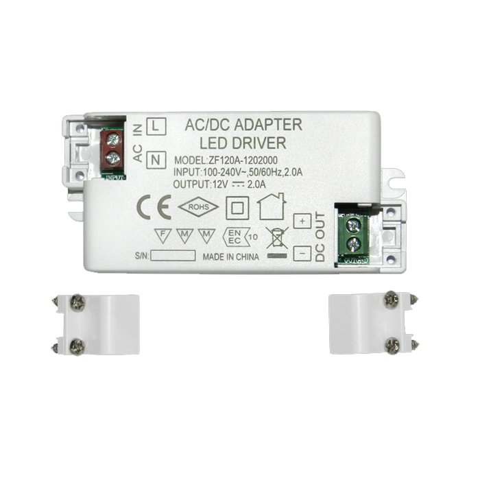 ZF120A-1202000 Power Plastic LED Driver 12V 2.0A Transformer with CE Rohs Certification