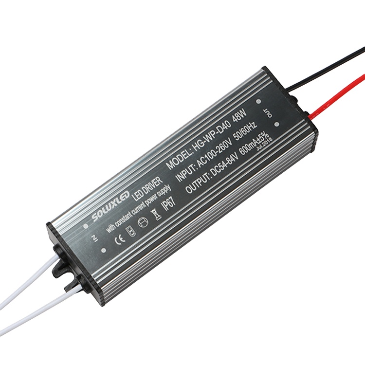 40W 50W 54-84V 600mA Constant Current LED Driver IP67 Waterproof Power Supply