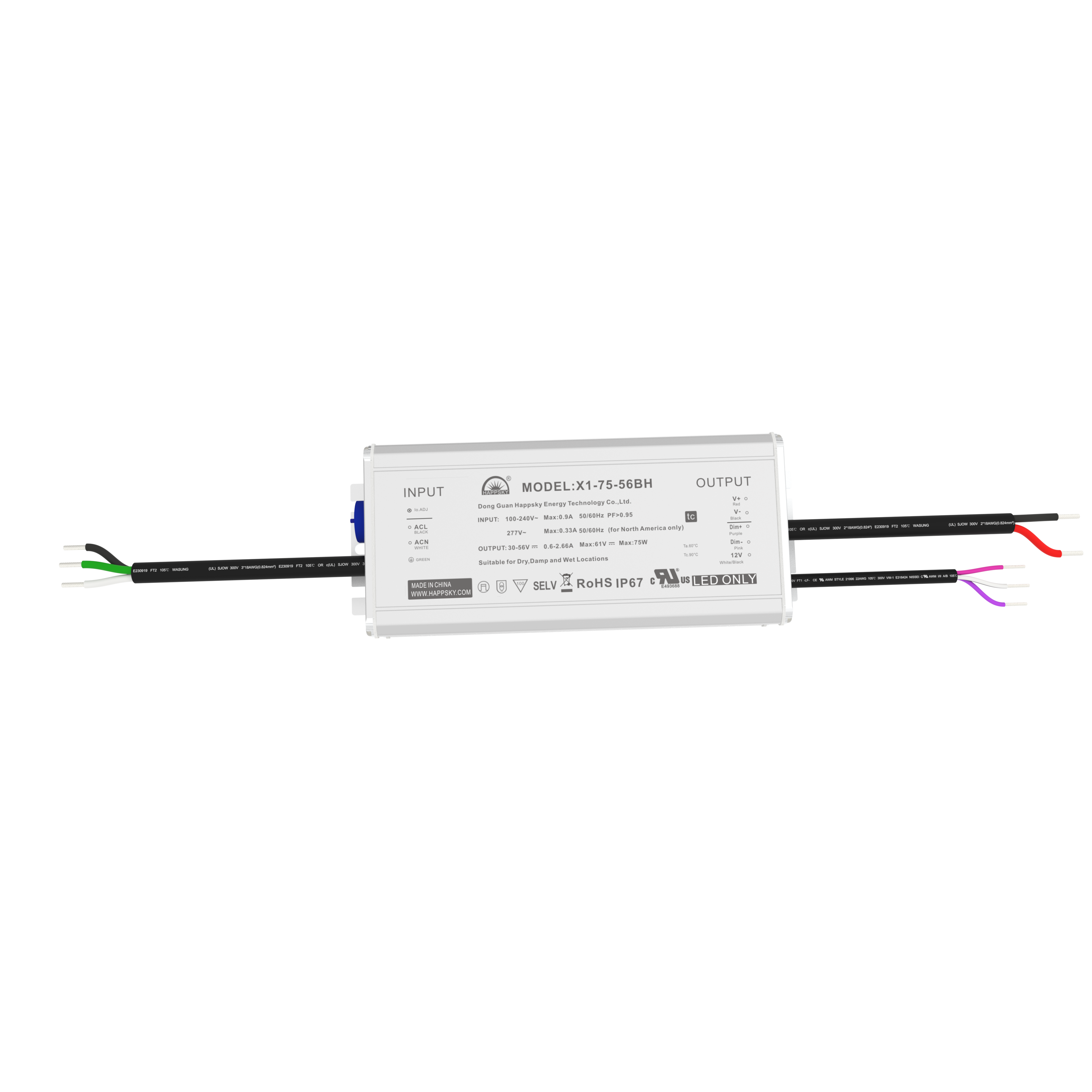 Constant Current Led Driver 75W Output Voltage 30-56V Led Power Supply