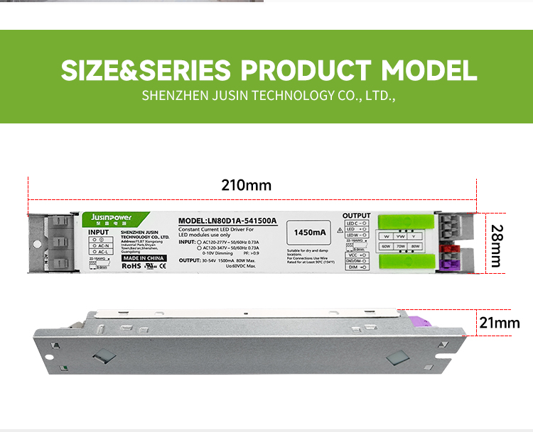 Ultra-thin Co<i></i>nstant Current 60w Driver with Adjustable Color Temperature 0-10V Bi-Level Dimming Led Driver