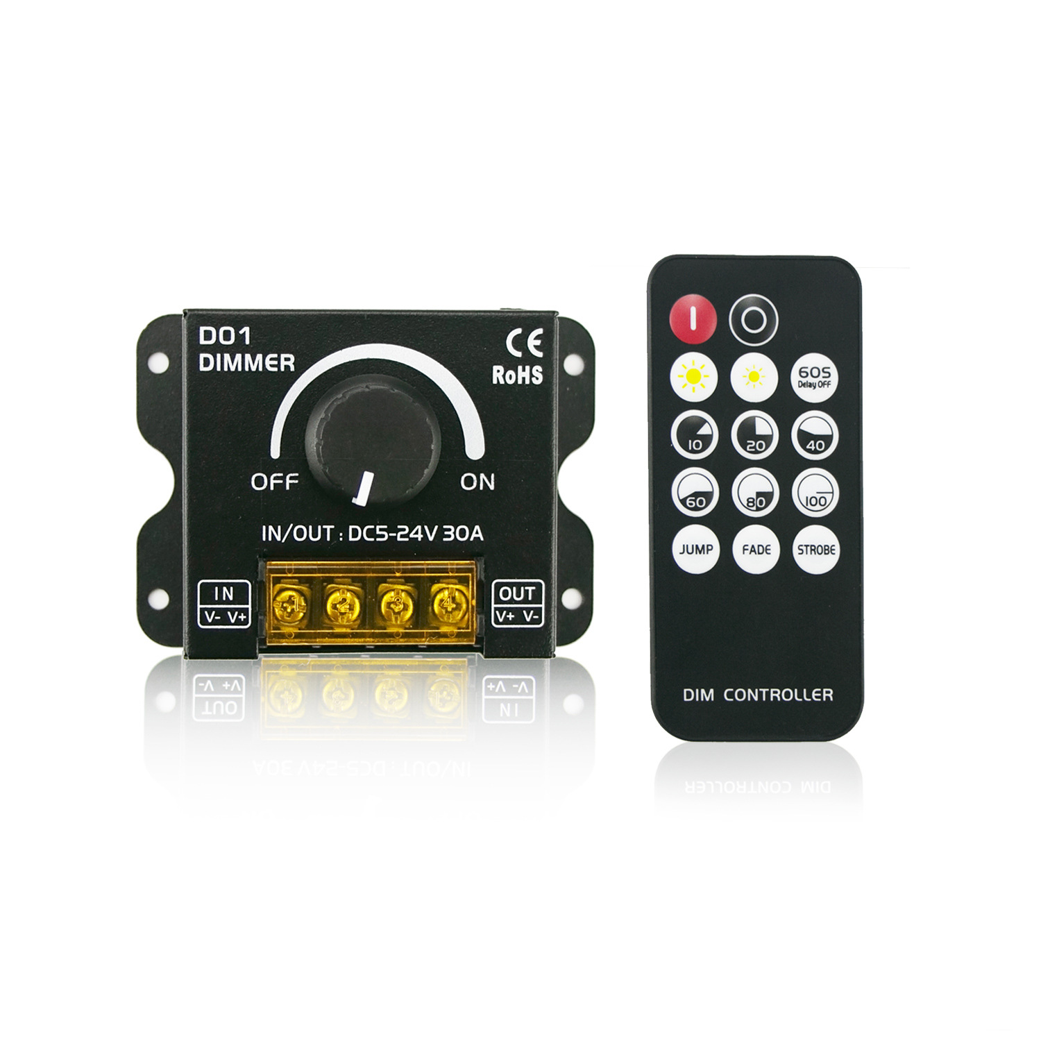 DC5-24V 30A LED Dimmer Controller with 14-Key RF Wireless Remote DM600