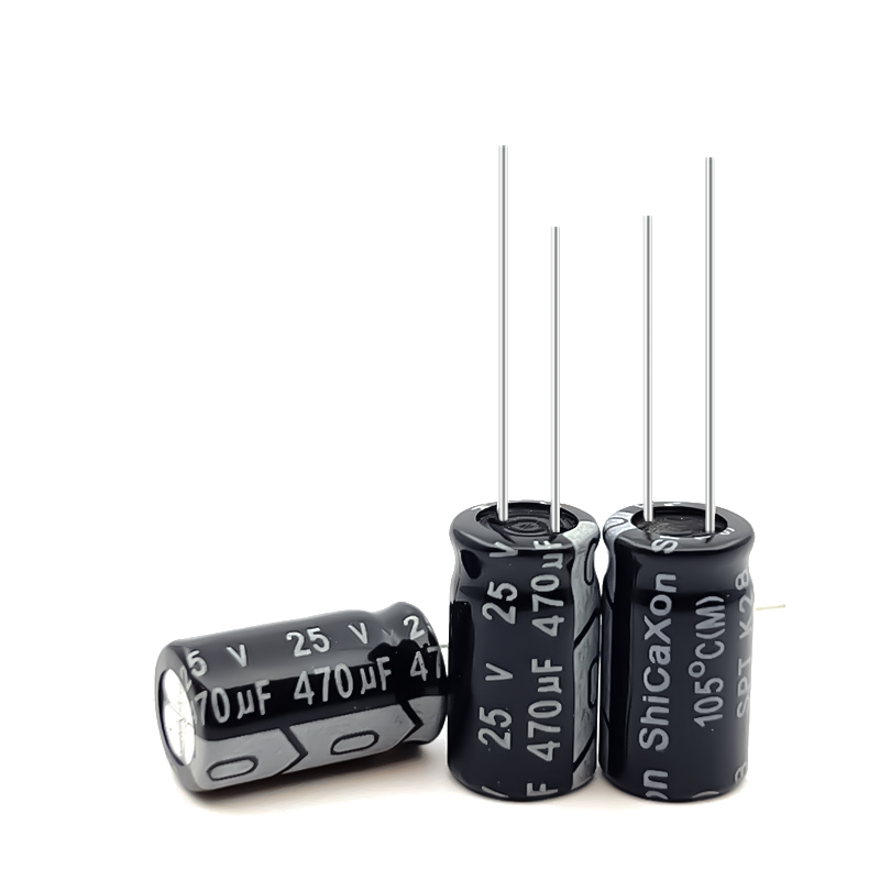 25V470UF 8x12mm aluminum electrolytic capacitors radial lead type shicaxon 50V/16V/35V charger/adaptor/LED China manufacturer