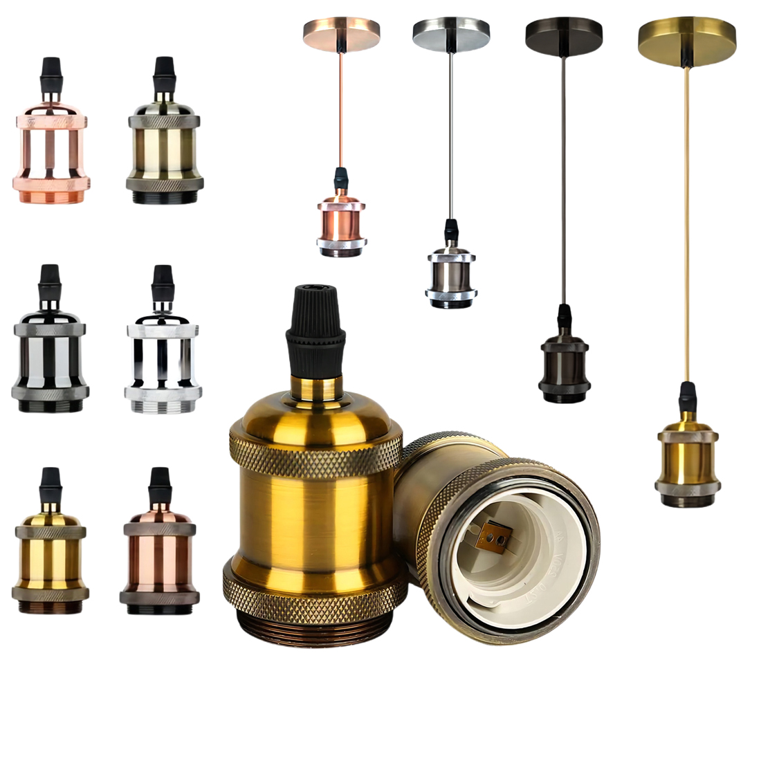 Home Ceiling Hanging Edison Lamp Base Socket with Cord 1M BAS900