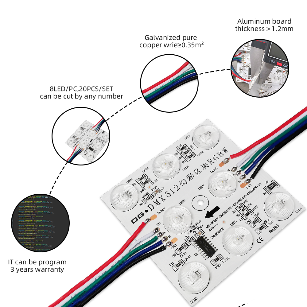 High Brightness Programmable Chips 2835 SMD RGB LED Module MD1000picture2