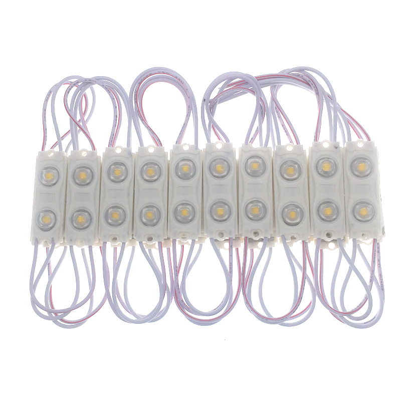 12V 2835 SMD LED Modules 2-LED Signboard Light Box Lens Signal Light Injection Module with 1.2W LED Power