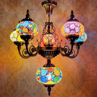 Mediterranean Retro Living Room Cafe Chandelier Turkish Romantic Ceiling Light Ethnic Style RTS100picture7