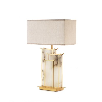 Chinese Table Lamps Hotel Villa Bedside Retro Marble Base Fabric Table Lamp CNS700picture1