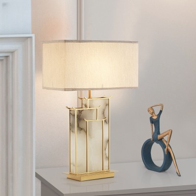 Chinese Table Lamps Hotel Villa Bedside Retro Marble Base Fabric Table Lamp CNS700picture6