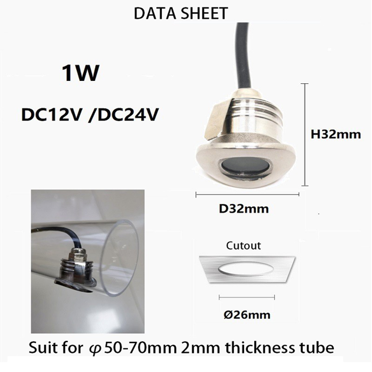 IP65 1W Puck Round Stainless Steel LED Handrail Light HAD200picture3