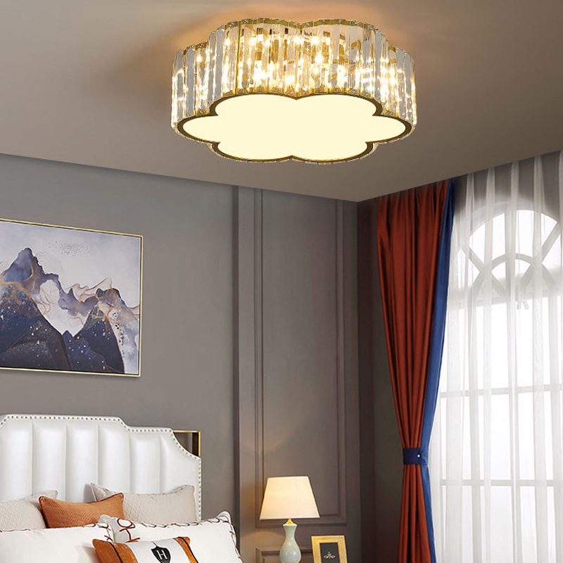 Romantic Flower Stainless Steel French Luxury Crystal Ceiling Light CL440picture5