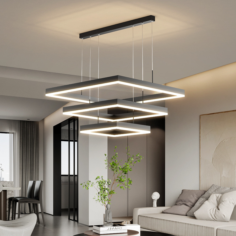 D23.6in Aluminum Double Rings Square LED Chandelier CHA400picture2