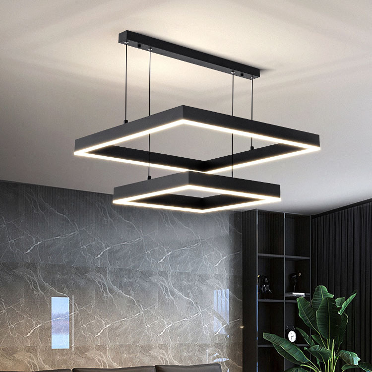D23.6in Aluminum Double Rings Square LED Chandelier CHA400picture3