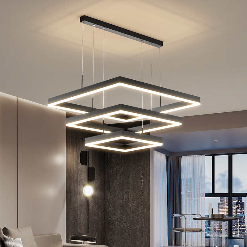 D23.6in Aluminum Double Rings Square LED Chandelier CHA400picture4