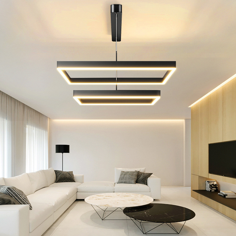 D23.6in Aluminum Double Rings Square LED Chandelier CHA400picture6