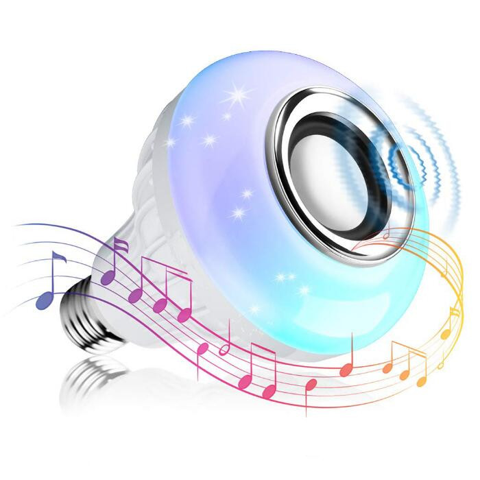 RGB Wireless AC 100-240V 1200 Lumen E27 ba<i></i>se Music BT Speaker Led Color Smart Bulb