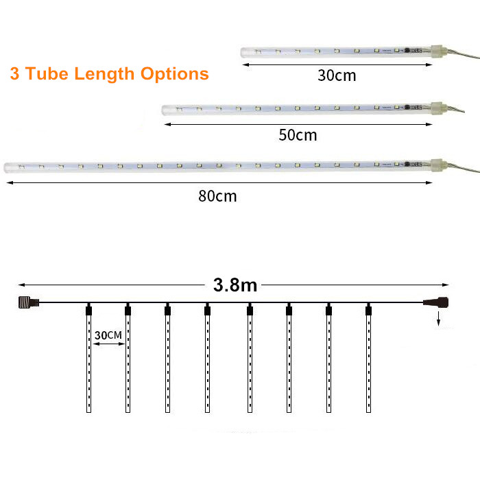 30cm 50cm 80cm LED Meteor Shower Rain Tube Lights XMS1700picture4