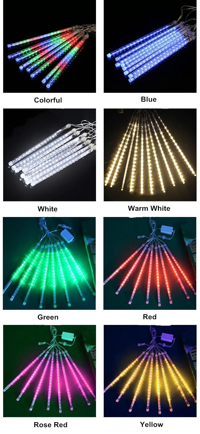 Christmas Holiday Lighting 30cm 50cm 80cm Waterproof Falling Raindrop Led Meteor Shower Rain Tube Lights