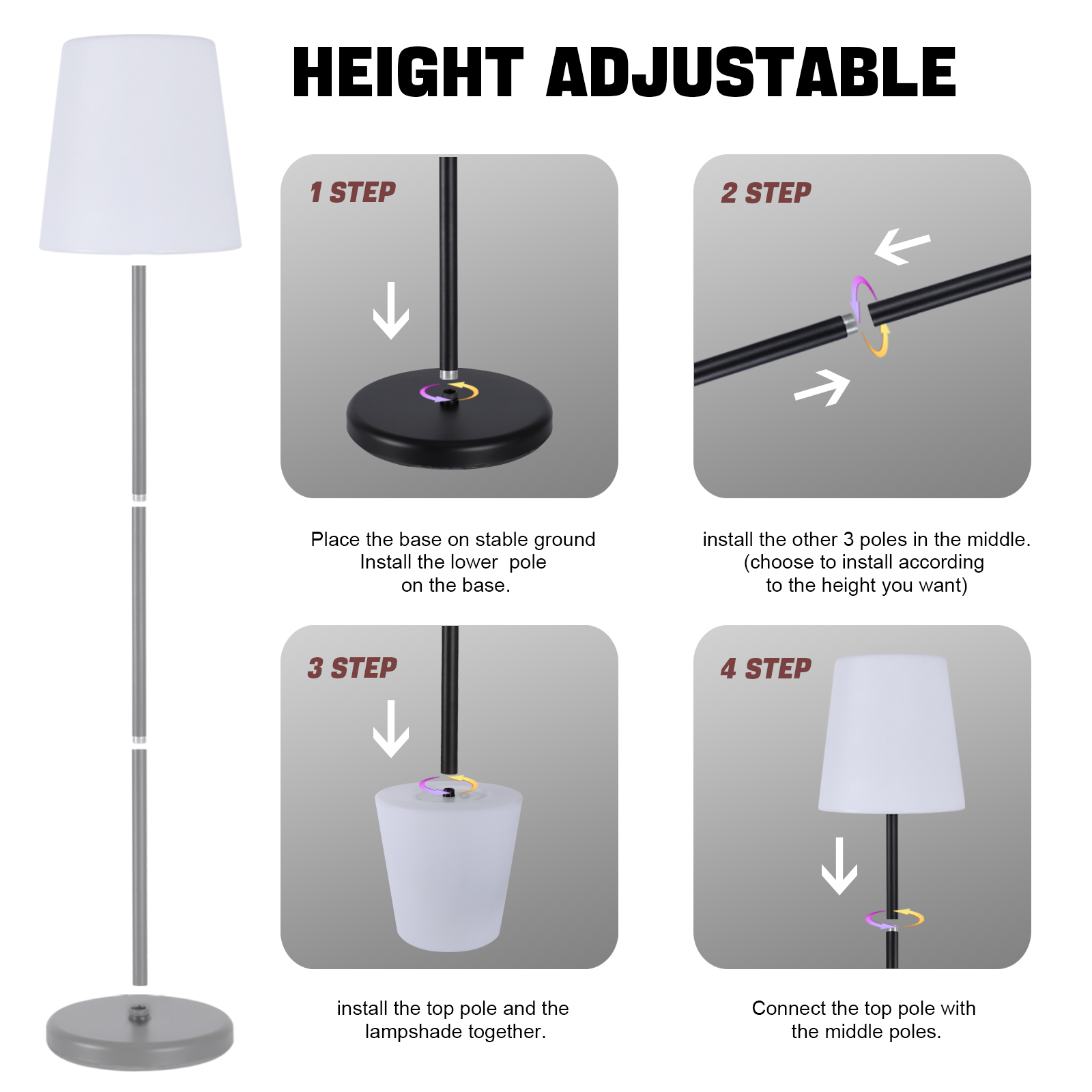 1.54m 220V Plastic Dimmable RGB Colorful LED Floor Light FRL570picture5