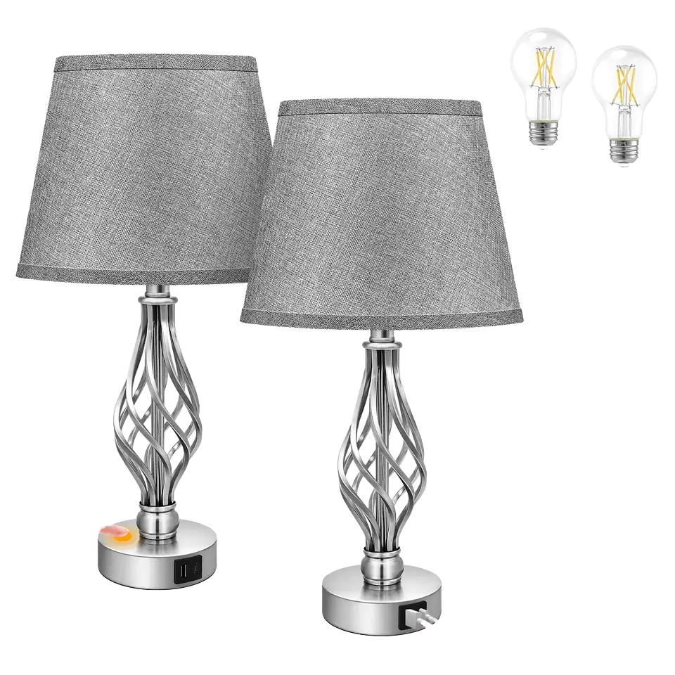 Modern 3-Way Dimmable USB Type-C Bedside Nightstand Lamp DTL1910