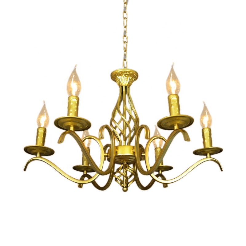 Modern American Style Golden Iron Hanging Candle Chandelier CHA800