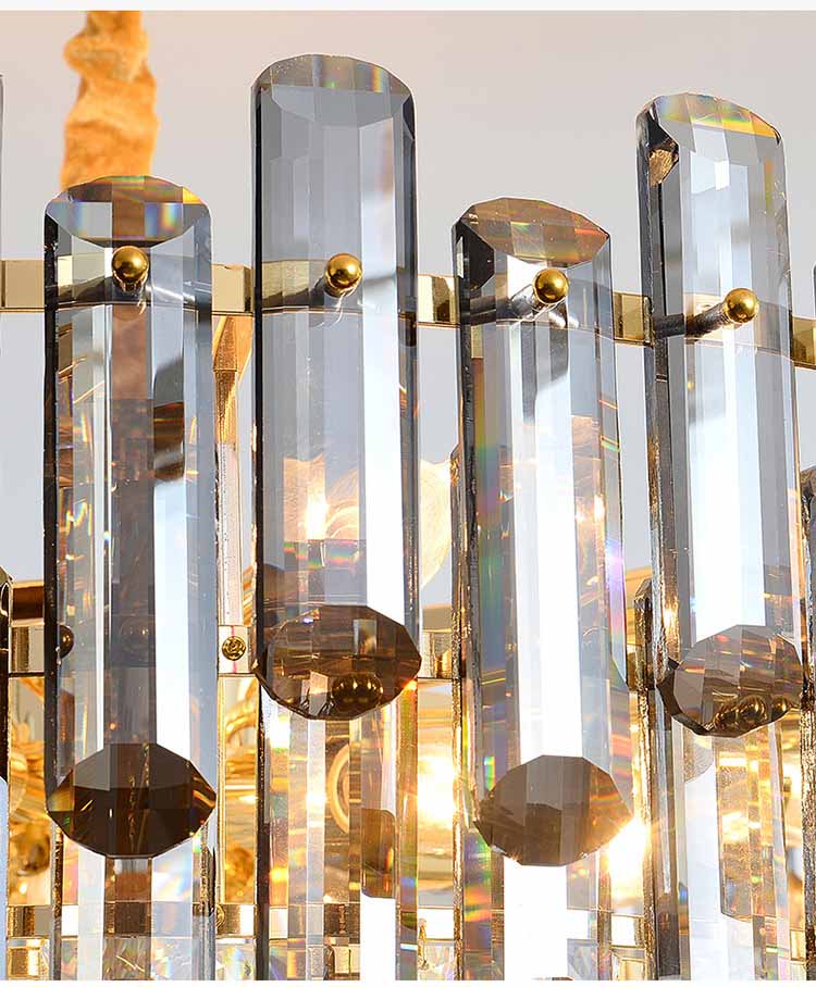 Modern Crystal Chandelier LED Ceiling Light Fixtures Adjustable Iron Pendant Lighting