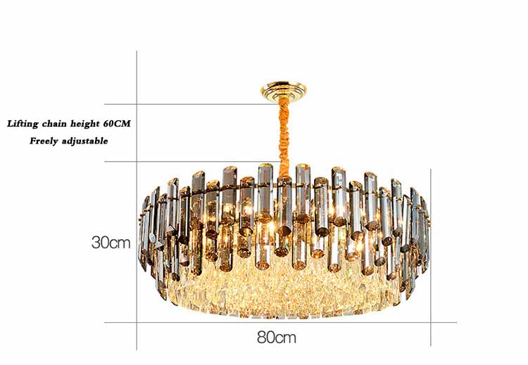 Modern Crystal Chandelier LED Ceiling Light Fixtures Adjustable Iron Pendant Lighting