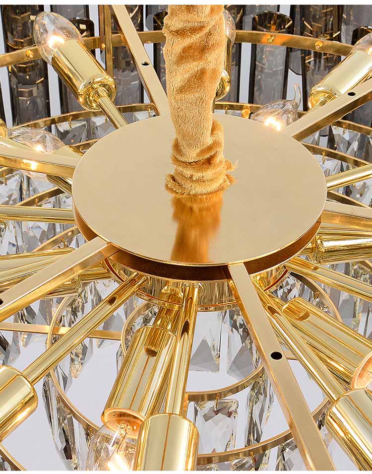 Modern Crystal Chandelier LED Ceiling Light Fixtures Adjustable Iron Pendant Lighting