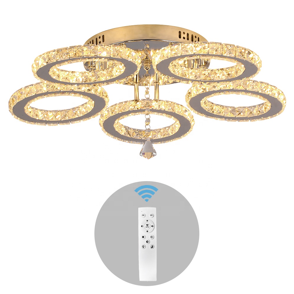 Customized 5 Ring Crystal Ceiling Lamp CHA140