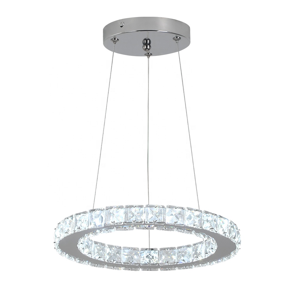 Round Stainless Steel 15W Round LED Crystal Chandelier Lights CHA130