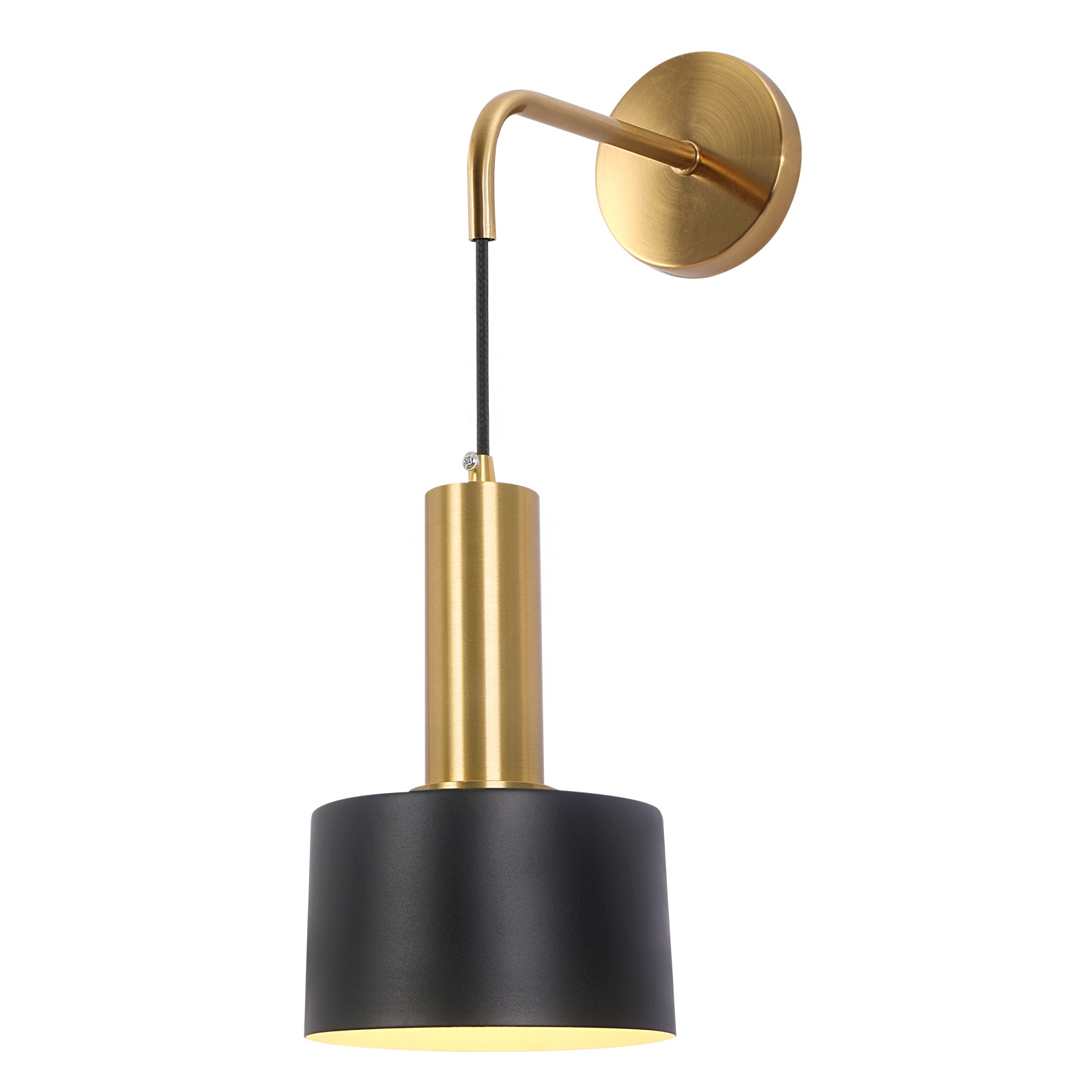 Adjustable Brushed Brass Paint Lampshade Black Metal Wall Lamp WL1850