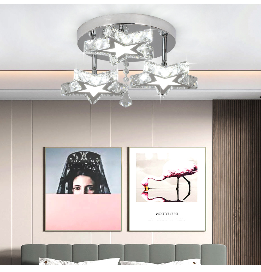 Modern Crystal Flush Mount DIY Chandelier Decorative Star Shape LED Corridor Bedroom Led Ceiling Light