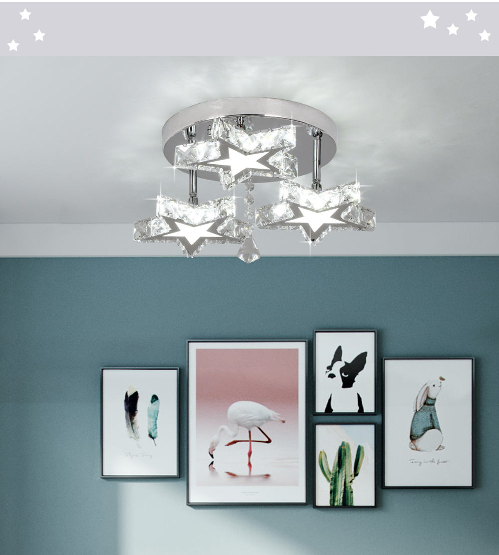 Modern Crystal Flush Mount DIY Chandelier Decorative Star Shape LED Corridor Bedroom Led Ceiling Light