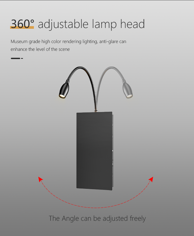 Modern Simple Bedroom LED Reading Wall Lamp Square Bedside White USB Wireless Charging Rotatable Switch Black Bedside Wall Lamp