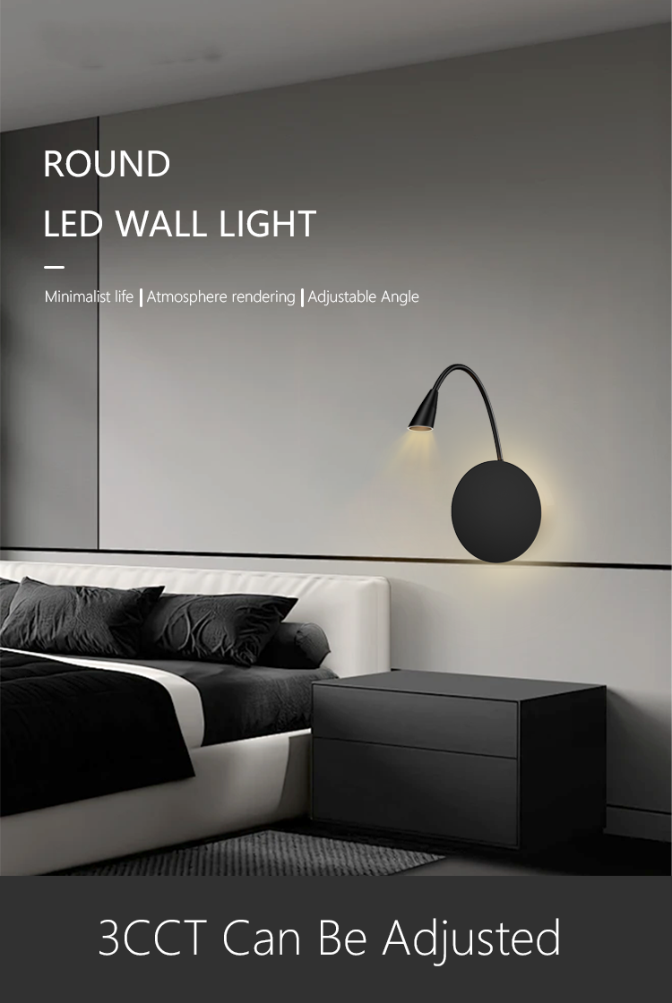 Modern Simple LED Reading Light White Shade Bedside Wall Lamp Rotatable Switch USB Wireless Charging Aluminum Body for Bedroom