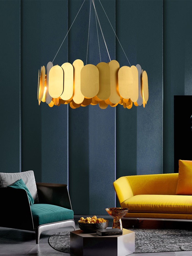 Italian Designer Postmodern Stainless Steel Sheet Chandelier Luxury Nordic Artistic Light for Living Master Bedroom E26 Middle