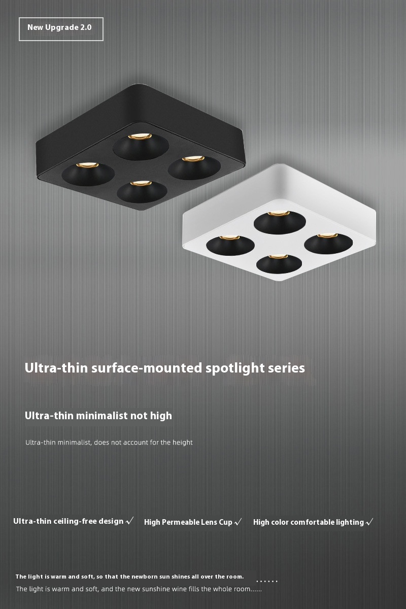 48W Modern LED Ceiling Lights Ultra-Thin Anti-Glare 4000K 3000K 6500K Four-Head Spotlight for Home Living Room Bedroom Shop AC