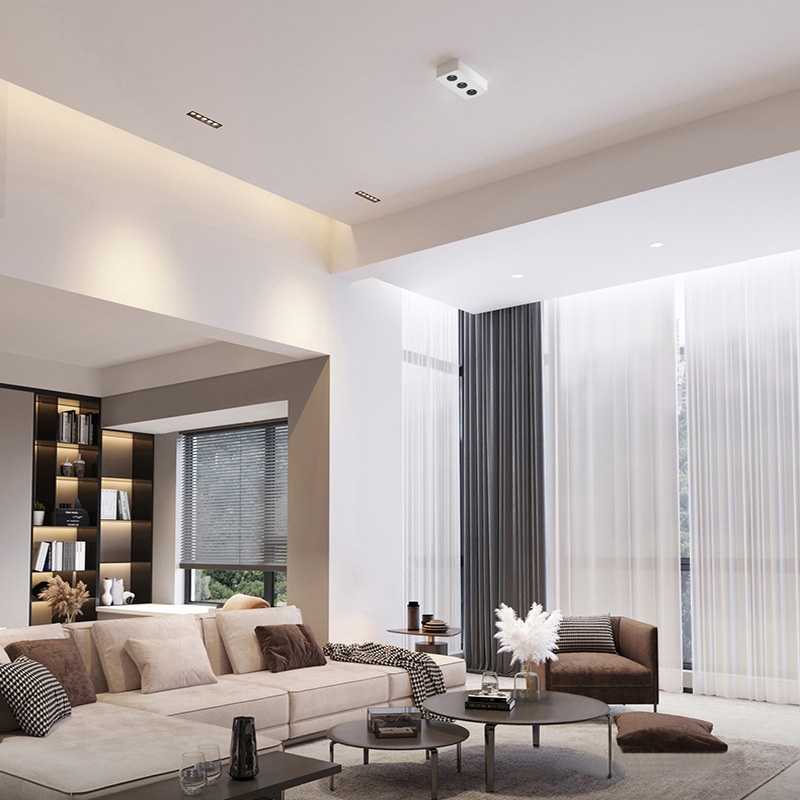 48W Modern LED Ceiling Lights Ultra-Thin Anti-Glare 4000K 3000K 6500K Four-Head Spotlight for Home Living Room Bedroom Shop AC