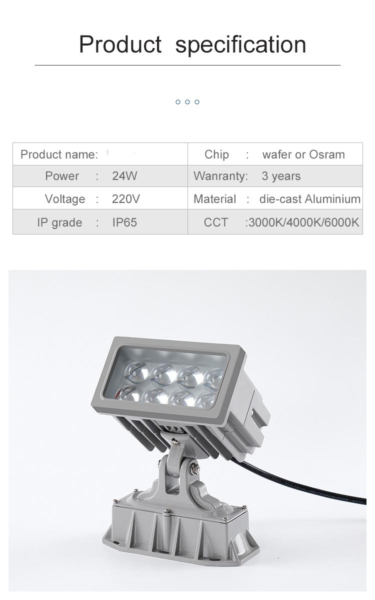 Factory Direct Sale IP65 Outdoor Security Flood Light LED 24W Floodlight Waterproof Projector LED Motion Flood Light