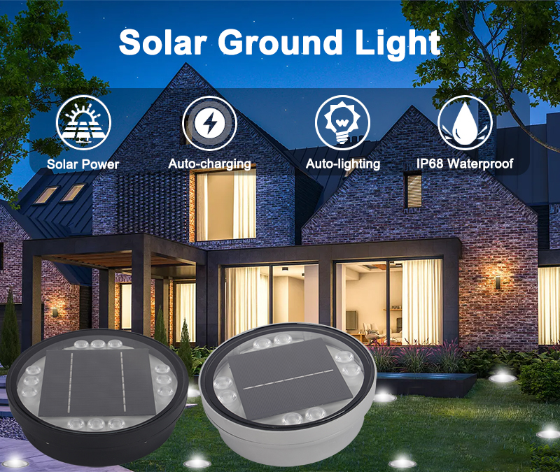 IP68 Outdoor Waterproof Solar Powered LED Buried Inground Recessed Light for Square Park Garden Patio Yard Pathway Driveway
