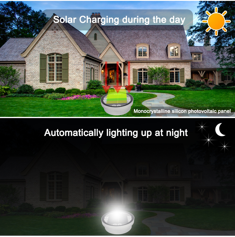 IP68 Outdoor Waterproof Solar Powered LED Buried Inground Recessed Light for Square Park Garden Patio Yard Pathway Driveway