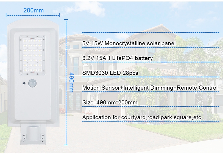 Best Quality Outdoor Waterproof Smart Motion Sensor 10w All in One Solar Led Street Light Price