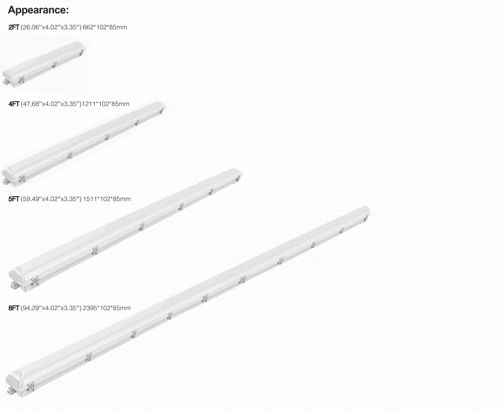 50000hrs Luminaire PC 2 4 5 8ft IP66 LED Tri-Proof Light T8 LED Tube vapor Tight Proof Led Triproof WATERPROOF Light