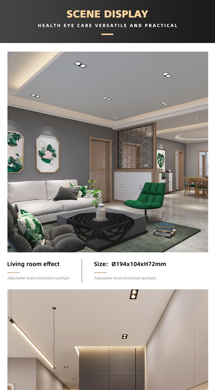 Hot Selling Fixed Embedded Installation With Side Double Headed Cob Ceiling Spotlight