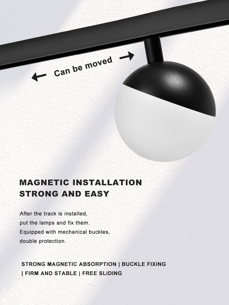 New Modern Store Lighting 48v Magnetic Rail System 10W Ball Lights Magnetic Led Track Light