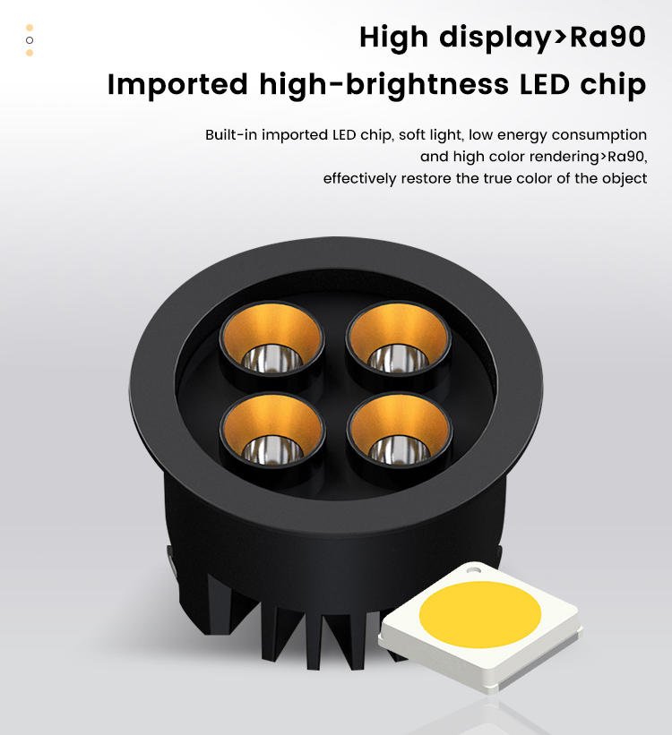High Quality Commercial Indoor Round Anti Glare Recessed Downlight