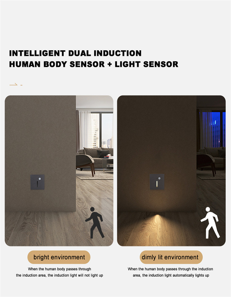 Led Embedded Stair Step Light Household Aisle Type 86 Step Kick Light Induction Step Wall Light