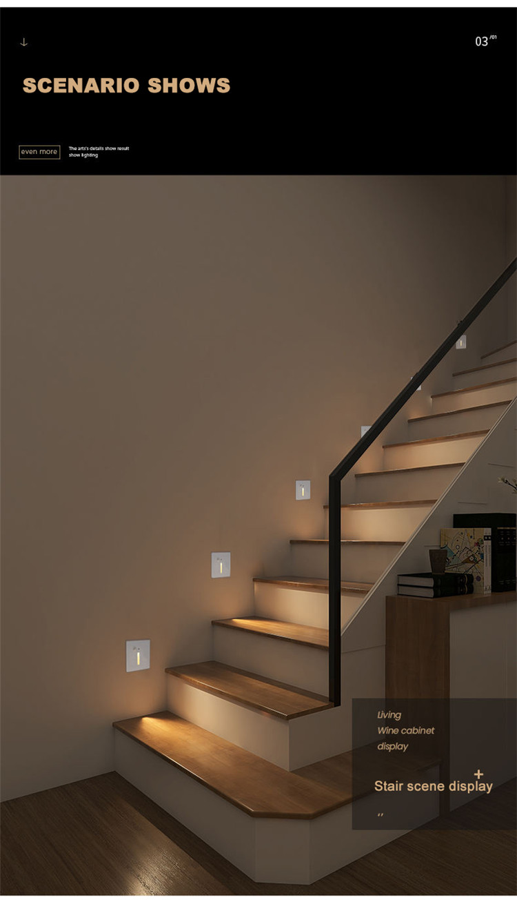 Led Embedded Stair Step Light Household Aisle Type 86 Step Kick Light Induction Step Wall Light